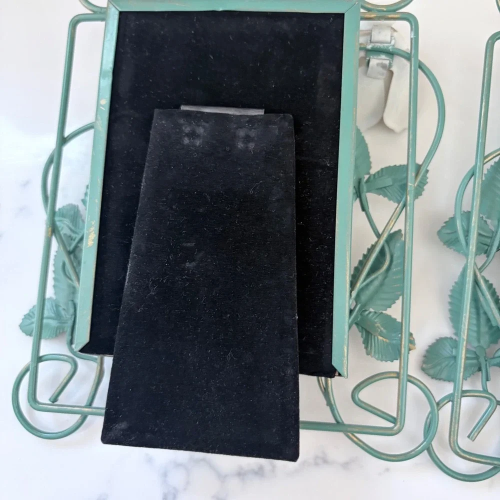 Vintage 1997 Dennis East Metal Rose Picture Frames Set of 3 Teal Cottagecore 3x5